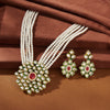 MAJESTIC KUNDAN & PEARL BRIDAL NECKLACE SET WITH RUBY ACCENT