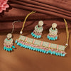 JIA KUNDAN & MEENAKARI CHOKER SET WITH TURQUOISE BEADS