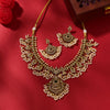 ROYAL RANITEMPLE JEWELLERY SET WITH RUBY PINK AND EMERALD GREEN,WHITE CUBIC ZIRCONIA & PEARL BEADS