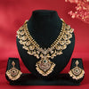 ROYAL RANITEMPLE JEWELLERY SET WITH RUBY PINK AND EMERALD GREEN,WHITE CUBIC ZIRCONIA & PEARL BEADS