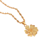 Geometric Floral Gold Pendant Necklace - Image 2