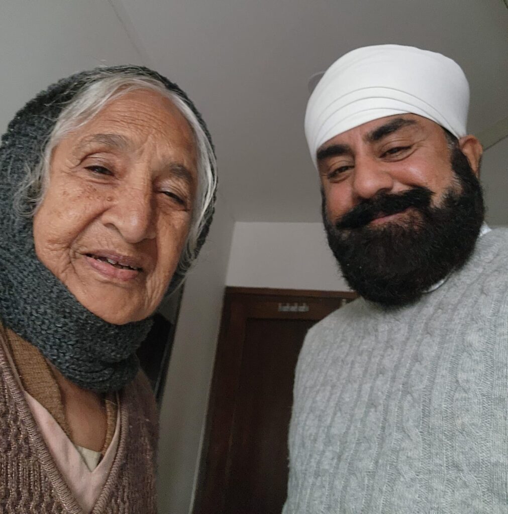 Bhagwant Singh with his mother